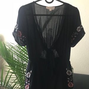 Floral embroidery romper